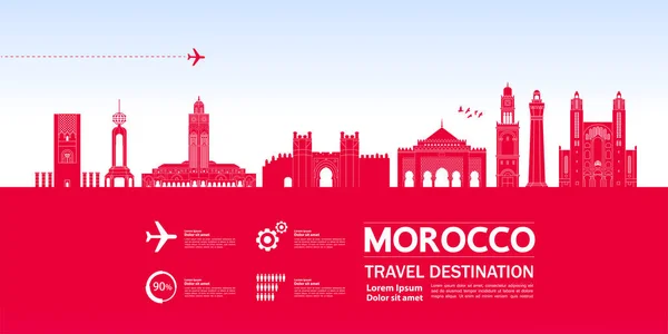 Maroc Destination Voyage Illustration Grand Vecteur — Image vectorielle