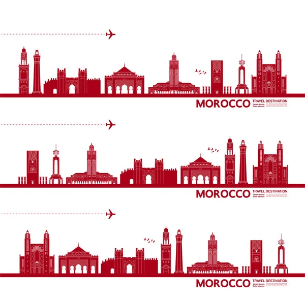 Marruecos Viaje Destino Gran Vector Ilustración — Vector de stock