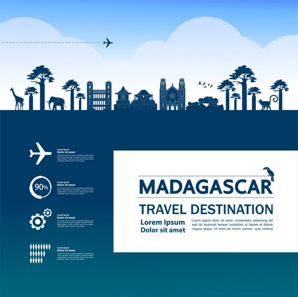 Madagascar Viaje Destino Gran Vector Ilustración — Archivo Imágenes Vectoriales