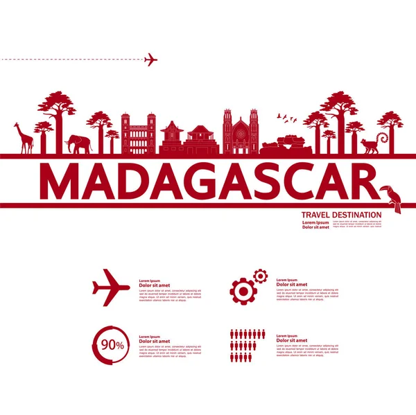 Madagascar Viaje Destino Gran Vector Ilustración — Vector de stock