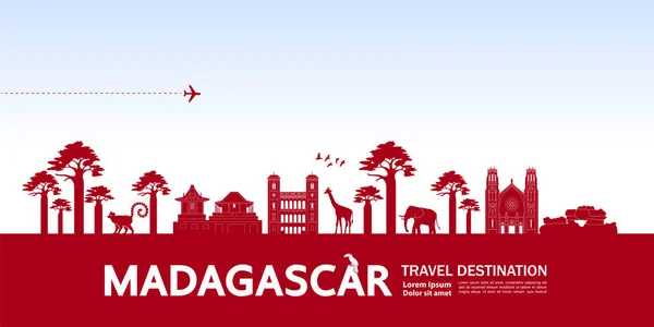 Madagascar Viaje Destino Gran Vector Ilustración — Archivo Imágenes Vectoriales