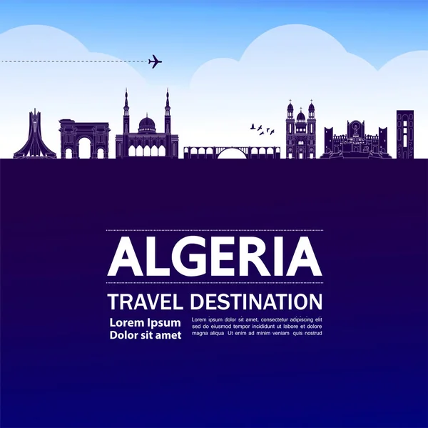 Algeria Travel Destination Grand Vector Illustration — Stock Vector