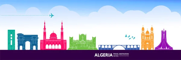 Algeria Travel Destination Grand Vector Illustration — стоковий вектор