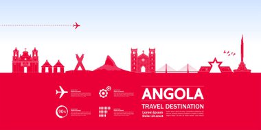 Angola seyahat hedefi büyük vektör çizimi. 
