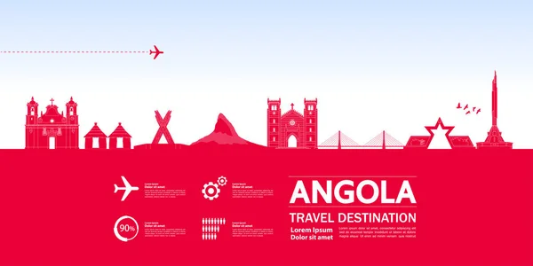 Angola Seyahat Hedefi Büyük Vektör Çizimi — Stok Vektör