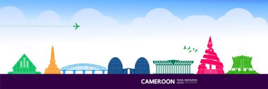 Kamerun seyahat hedefi büyük vektör çizimi. 