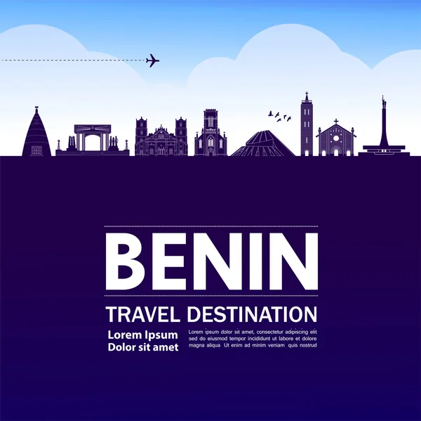 Benin Viaje Destino Gran Vector Ilustración — Vector de stock
