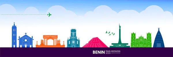 Illustration Grand Vecteur Destination Voyage Bénin — Image vectorielle