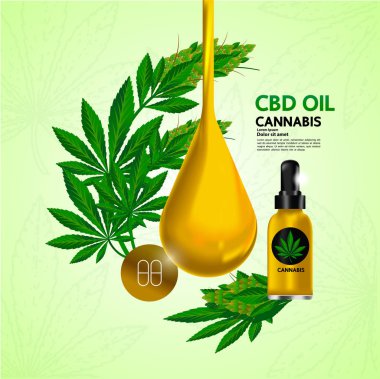 Premium kenevir bitki yaprakları vektör illüstrasyonu.