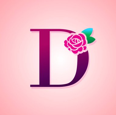 Güzellik ve moda logosu için Gül Çiçeği ile mektup.