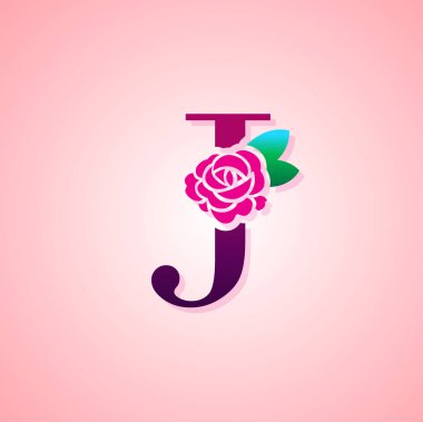 Güzellik ve moda logosu için Gül Çiçeği ile mektup.