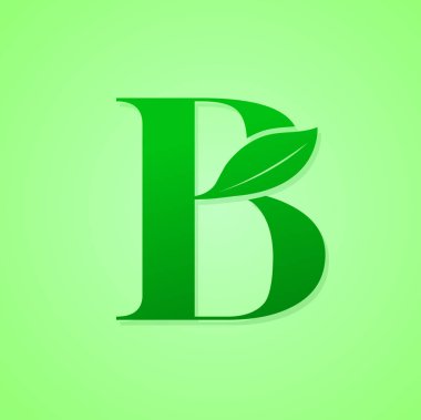 Doğa logosu çizimi için yeşil ekoloji harfi.