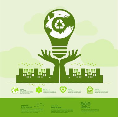 Yeşil ekoloji vektörü illüstrasyonuyla birlikte dünyayı kurtarın.