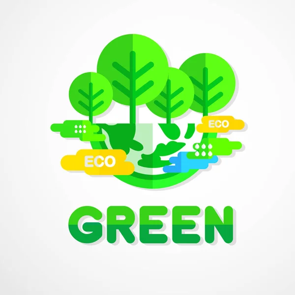 共同拯救世界绿色生态病媒图解 — 图库矢量图片
