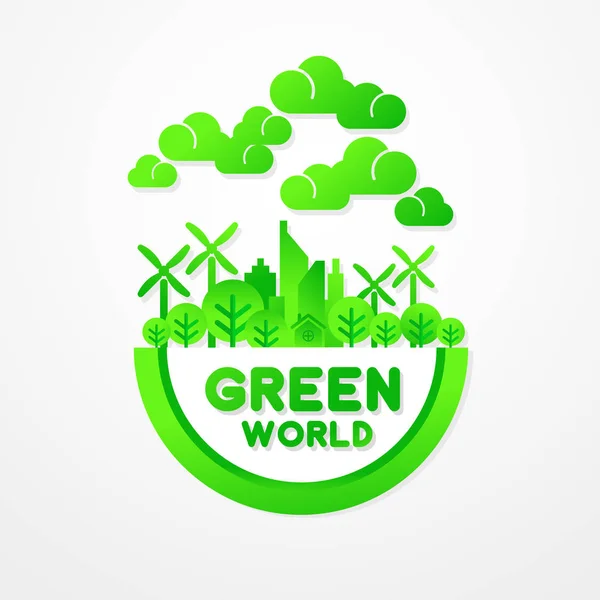 Red Wereld Samen Groene Ecologie Vector Illustratie — Stockvector