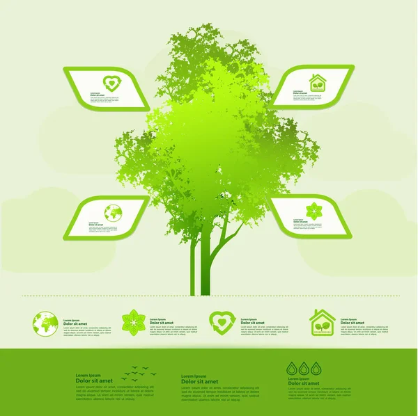 Red Wereld Samen Groene Ecologie Vector Illustratie — Stockvector