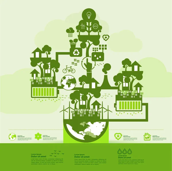 Gemeinsam Die Welt Retten Grüne Ökologie Vektorillustration — Stockvektor