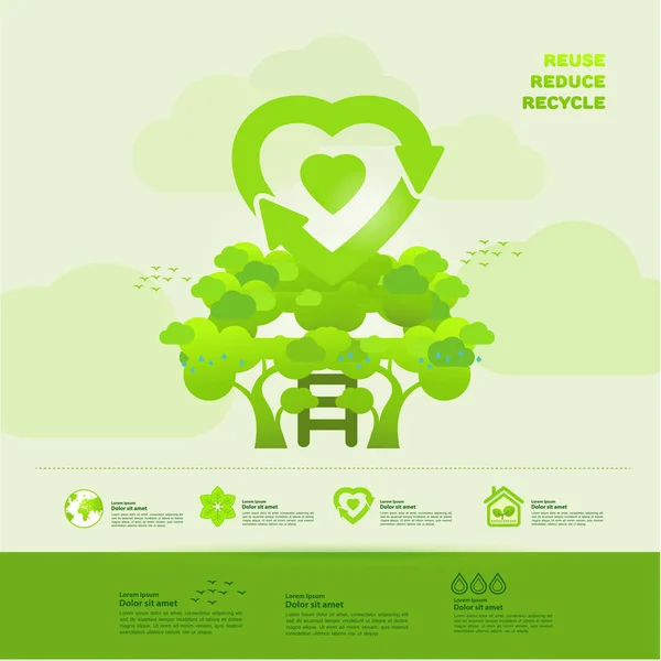 Red Wereld Samen Groene Ecologie Vector Illustratie — Stockvector