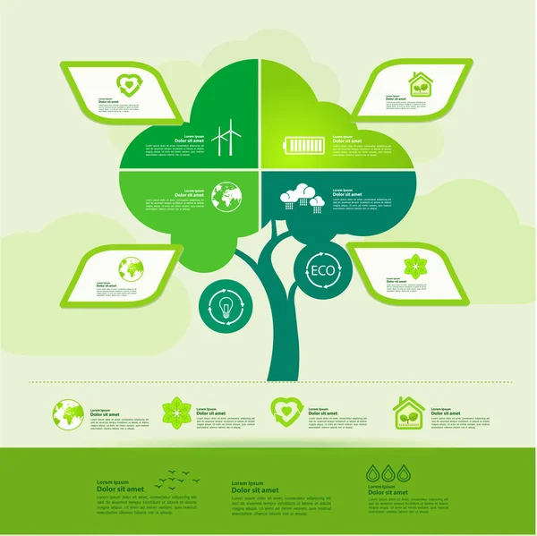 Red Wereld Samen Groene Ecologie Vector Illustratie — Stockvector