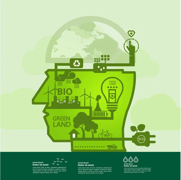Red Wereld Samen Groene Ecologie Vector Illustratie — Stockvector