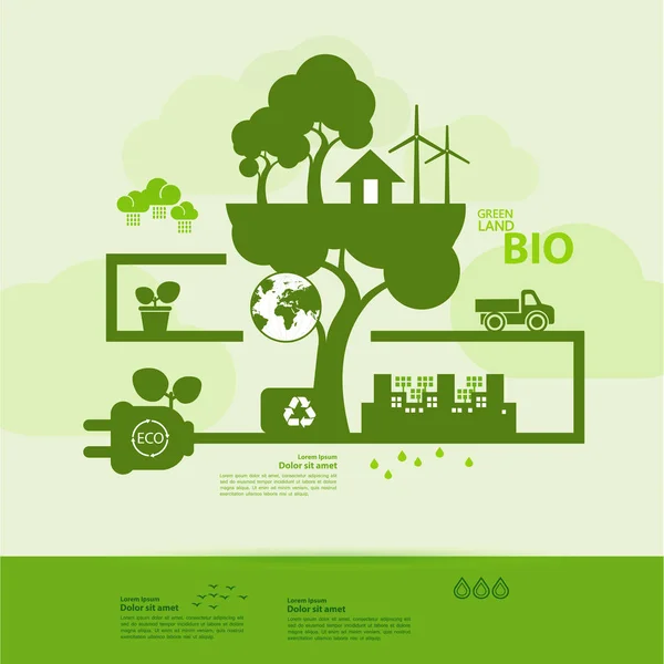 Salvar Mundo Juntos Ecología Verde Vector Ilustración — Vector de stock