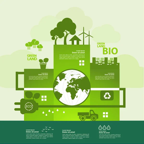 Salvar Mundo Juntos Ecología Verde Vector Ilustración — Vector de stock