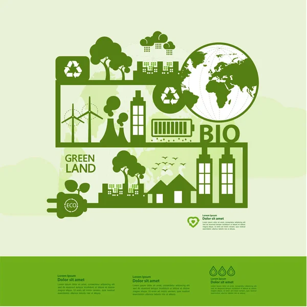 Gemeinsam Die Welt Retten Grüne Ökologie Vektorillustration — Stockvektor