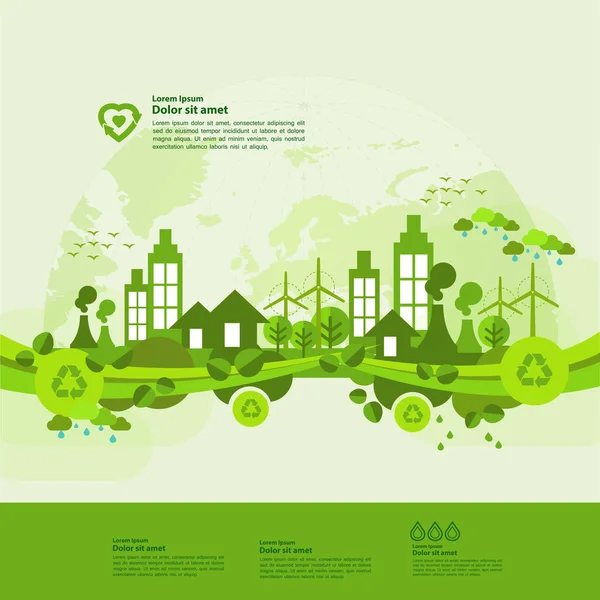 Red Wereld Samen Groene Ecologie Vector Illustratie — Stockvector