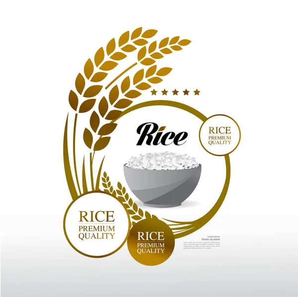 Základní Koncept Designu Rýže Vynikající Kvalitou — Stockový vektor