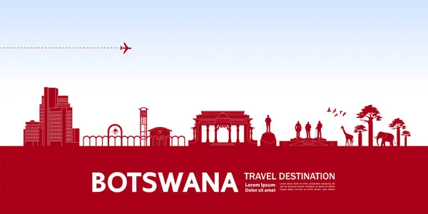 Botswana Destination Voyage Illustration Grand Vecteur — Image vectorielle