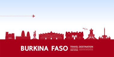 Burkina Faso seyahat hedefi büyük vektör çizimi. 