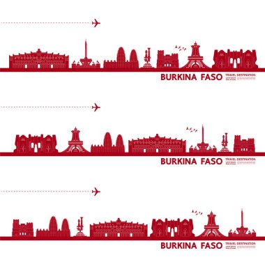 Burkina Faso seyahat hedefi büyük vektör çizimi. 