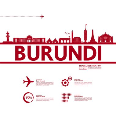 Burundi seyahat hedefi büyük vektör çizimi. 