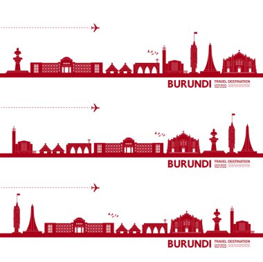 Burundi seyahat hedefi büyük vektör çizimi. 