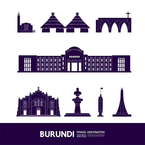 Burundi Seyahat Hedefi Büyük Vektör Çizimi — Stok Vektör