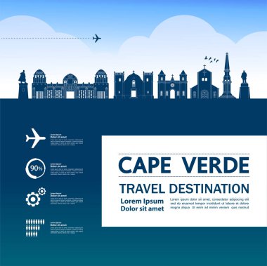 Cape Verde seyahat hedefi büyük vektör çizimi. 