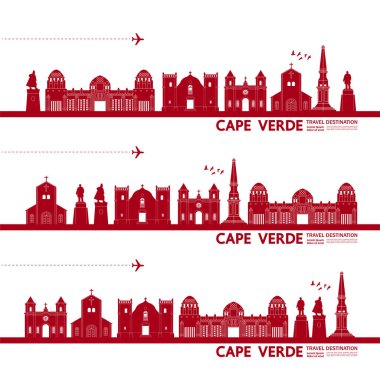 Cape Verde seyahat hedefi büyük vektör çizimi. 
