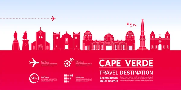 Cabo Verde Viaje Destino Gran Vector Ilustración — Archivo Imágenes Vectoriales