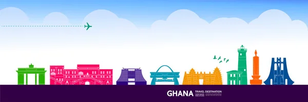 Ghana Reiseziel Grand Vector Illustration — Stockvektor