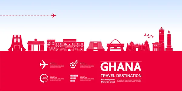 Ghana Viaje Destino Gran Vector Ilustración — Vector de stock