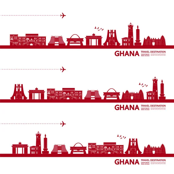 Ghana Viaje Destino Gran Vector Ilustración — Vector de stock