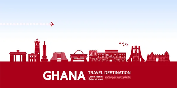 Ghana Viaje Destino Gran Vector Ilustración — Archivo Imágenes Vectoriales