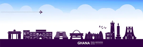 Ghana Viaje Destino Gran Vector Ilustración — Vector de stock