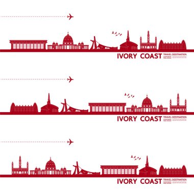 Fildişi Sahil Seyahat Varış yeri Büyük vektör çizimi. 