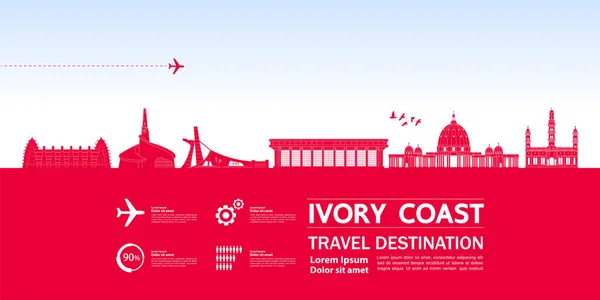 Ivory Coast Travel Destination Grand Vector Illustration — Stock Vector
