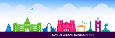 Orta Afrika Cumhuriyeti seyahat hedefi büyük vektör çizimi. 