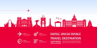 Orta Afrika Cumhuriyeti seyahat hedefi büyük vektör çizimi. 