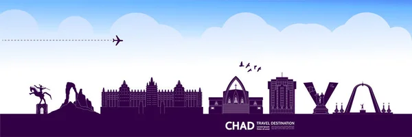 Chad Viaje Destino Gran Vector Ilustración — Vector de stock