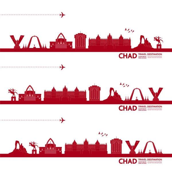 Illustration Grand Vecteur Destination Voyage Tchad — Image vectorielle