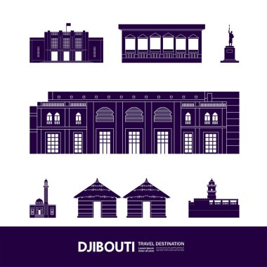 Cibuti seyahat hedefi büyük vektör çizimi. 